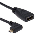 17cm 90도 마이크로 HDMI 오른쪽 방향 수컷 to HDMI 암컷 케이블 어댑터, 직각, 길이: 17cm