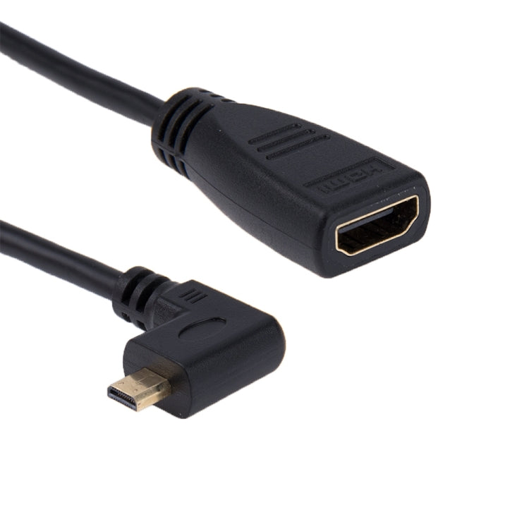 17cm 90도 마이크로 HDMI 오른쪽 방향 수컷 to HDMI 암컷 케이블 어댑터, 직각, 길이: 17cm