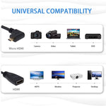 17cm 90도 마이크로 HDMI 오른쪽 방향 수컷 to HDMI 암컷 케이블 어댑터, 직각, 길이: 17cm