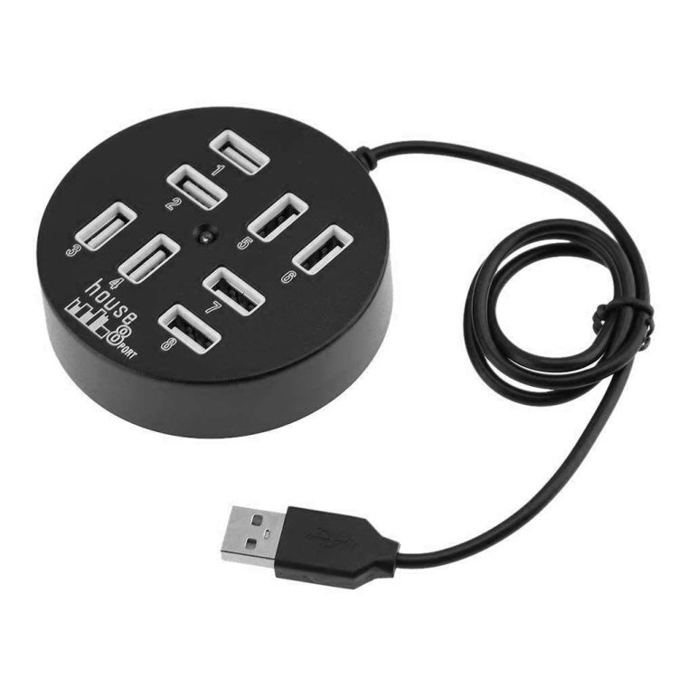 고속 8포트 USB 2.0 휴대용 원형 허브, 길이: 60cm 원형 8포트 USB 2.0 허브 멀티포트 분배기 확장 어댑터 노트북 PC용, 1TB 모바일 HDD 지원, 원형(화이트), 원형(블랙)