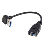 USB 3.0 다운 앵글 90도 연장 케이블 수-암 어댑터 코드, 길이: 15cm, 다운 앵글 AM to AF, 길이: 15cm