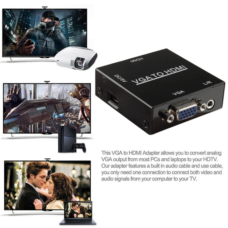HD 1080P HDMI 미니 VGA to HDMI 스케일러 박스 오디오 비디오 디지털 변환기 어댑터 PC / HDTV용, HD 1080P