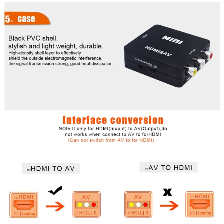 VK-126 미니 HD HDMI to AV/CVBS 비디오 변환기 어댑터, HDMI to AV/CVBS