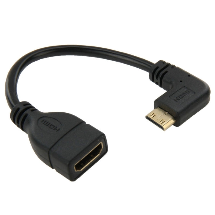 16cm 금도금 미니 HDMI 수컷 to HDMI 19핀 암컷 케이블, 90도 직각, 직각 미니 HDMI to HDMI