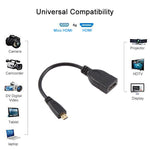 17cm 마이크로 HDMI 수컷 to HDMI 암컷 어댑터 케이블, 길이: 17cm