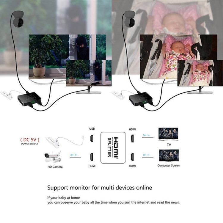미니 풀 HD 4K 1x2 HDMI 3D V1.4b 분배기 HDTV / STB / DVD / 프로젝터 / DVR용, HDMI V1.4b