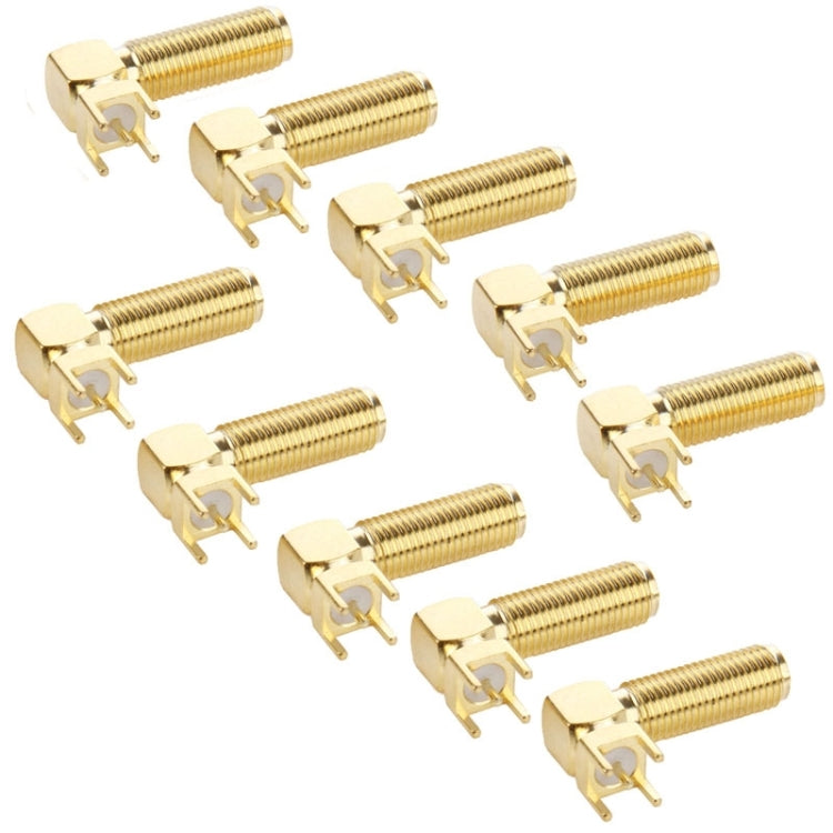 10개 세트 금도금 SMA 암컷 직각 90도 패널 PCB 장착 4.0mm 정사각형 커넥터 어댑터, SMA 암컷 직각