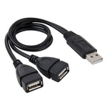 컴퓨터/노트북용 USB 2.0 수컷에서 2개의 듀얼 USB 암잭 어댑터 케이블, 길이: 약 30cm, USB 2.0 AM에서 2 USB 2.0 AF