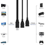 컴퓨터/노트북용 USB 2.0 수컷에서 2개의 듀얼 USB 암잭 어댑터 케이블, 길이: 약 30cm, USB 2.0 AM에서 2 USB 2.0 AF