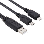 USB 2.0 수-2 마이크로 USB 수 케이블, 길이: 약 30cm, USB 2.0 AM-2 마이크로 USB