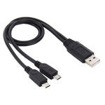 USB 2.0 수-2 마이크로 USB 수 케이블, 길이: 약 30cm, USB 2.0 AM-2 마이크로 USB