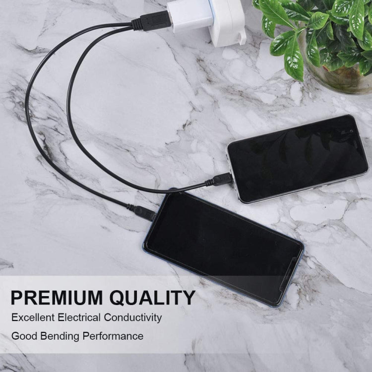 USB 2.0 수-2 마이크로 USB 수 케이블, 길이: 약 30cm, USB 2.0 AM-2 마이크로 USB