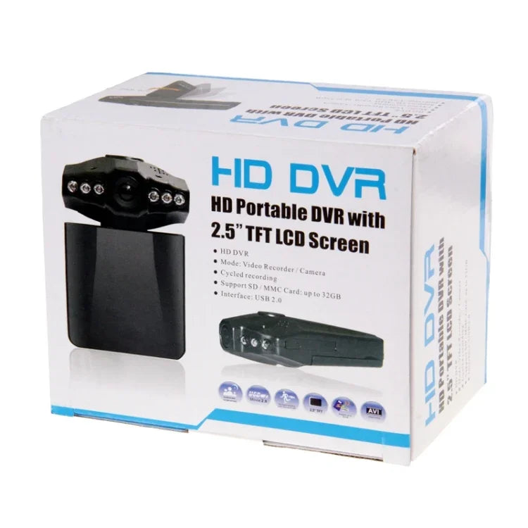 2.5인치 화면 고화질 비디오 레코더, 6 LED 조명, AVI 비디오 포맷, SD 카드 지원, 루프 녹화 기능 (Generalplus 스킴), 2.5인치