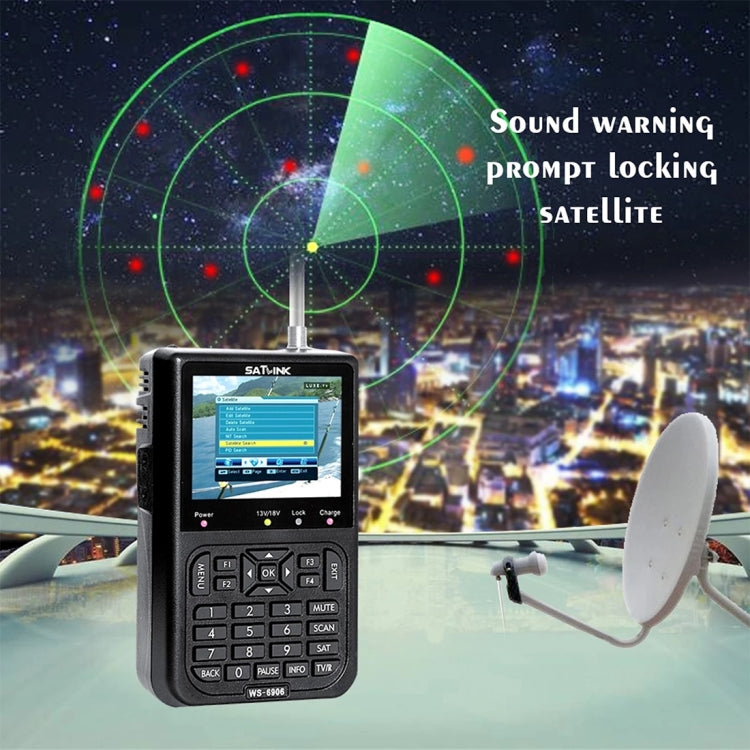 SATLINK WS6906 3.5인치 LCD 컬러 스크린 휴대용 디지털 위성 파인더 미터, WS6906