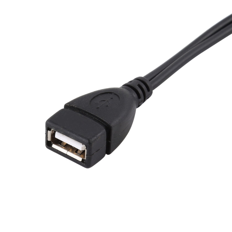 삼성 갤럭시 노트 III / N9000용 USB 2.0 AF to Micro-B + USB 2.0 OTG 케이블, 전원 포함, 길이: 24cm (블랙)