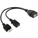 갤럭시 노트 III / N9000용 USB AF to 마이크로 USB 3.0 + 마이크로 USB 2.0 케이블, 길이: 20cm (블랙)