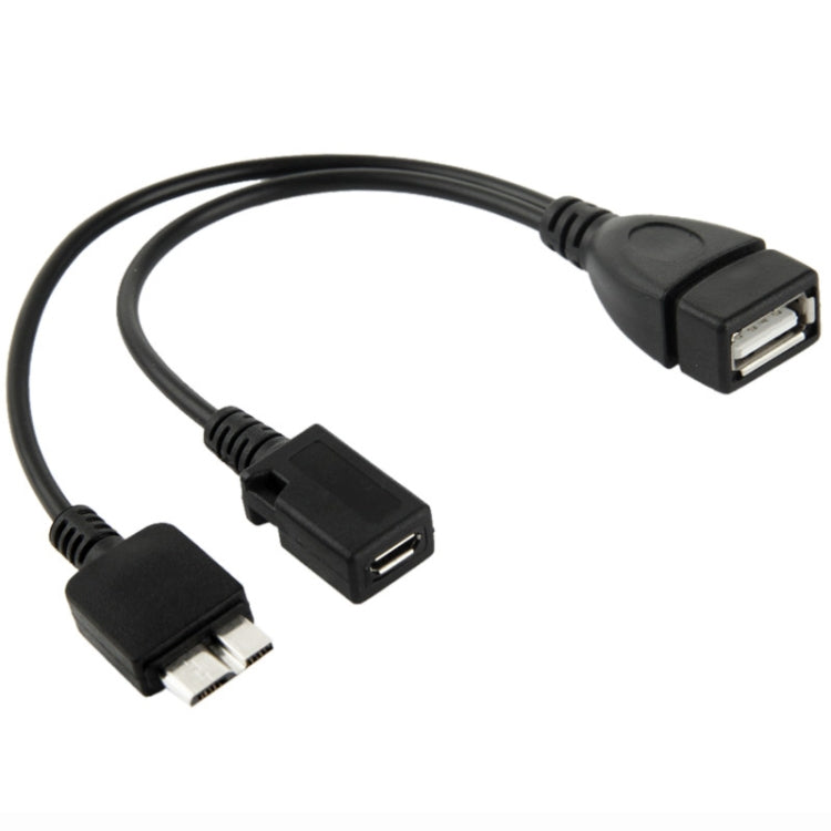 갤럭시 노트 III / N9000용 USB AF to 마이크로 USB 3.0 + 마이크로 USB 2.0 케이블, 길이: 20cm (블랙)