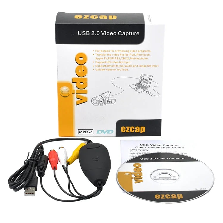 Ezcap USB 2.0 비디오 캡처, MPEG 2 녹화 포맷 지원, TV 시스템: PAL / NTSC