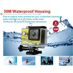 H9 4K 울트라 HD1080P 12MP 2인치 LCD 스크린 WiFi 스포츠 카메라, 170도 광각 렌즈, 30m 방수, H9 4K (블랙)