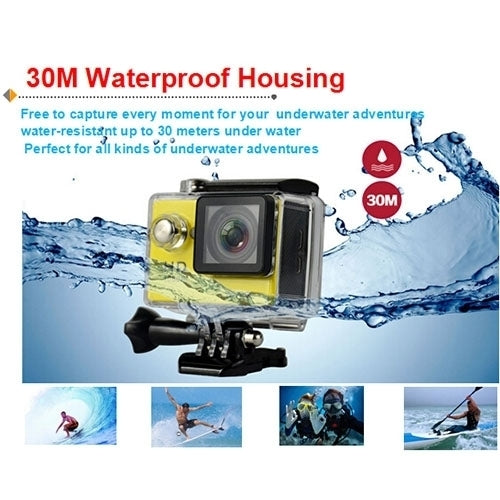 H9 4K 울트라 HD1080P 12MP 2인치 LCD 스크린 WiFi 스포츠 카메라, 170도 광각 렌즈, 30m 방수, H9 4K (블랙)