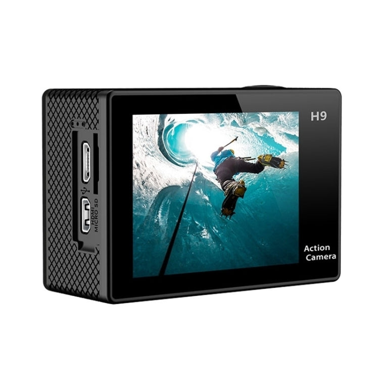 H9 4K 울트라 HD1080P 12MP 2인치 LCD 스크린 WiFi 스포츠 카메라, 170도 광각 렌즈, 30m 방수, H9 4K (블랙)