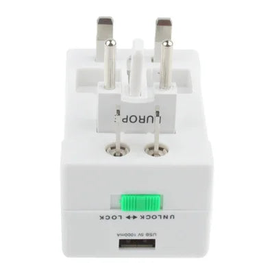 범용 US / EU / AU / UK 여행용 AC 전원 어댑터 플러그 USB 충전 소켓 포함, USB 포트 포함