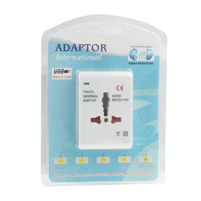 범용 US / EU / AU / UK 여행용 AC 전원 어댑터 플러그 USB 충전 소켓 포함, USB 포트 포함