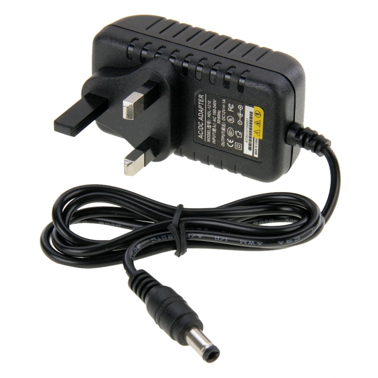 영국 플러그 AC 100-240V에서 DC 12V 1A 전원 어댑터, 팁: 5.5 x 2.1mm, 케이블 길이: 약 90cm, DC 12V 1A, 영국 플러그