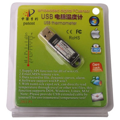 USB 온도계 / 내장 디지털 PC 센서, 온도 범위: 화씨 -67도에서 257도