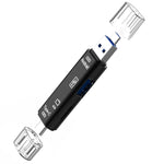 D-188 3-in-1 TF & USB to 마이크로 USB & 타입-C 카드 리더 OTG 어댑터 커넥터