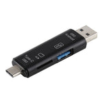 D-188 3-in-1 TF & USB to 마이크로 USB & 타입-C 카드 리더 OTG 어댑터 커넥터