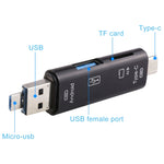 D-188 3-in-1 TF & USB to 마이크로 USB & 타입-C 카드 리더 OTG 어댑터 커넥터