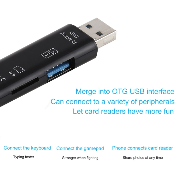 D-188 3-in-1 TF & USB to 마이크로 USB & 타입-C 카드 리더 OTG 어댑터 커넥터