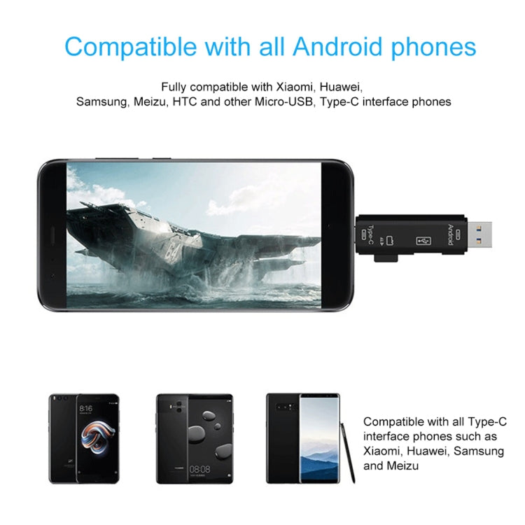 D-188 3-in-1 TF & USB to 마이크로 USB & 타입-C 카드 리더 OTG 어댑터 커넥터