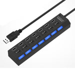 7포트 USB 허브 2.0 USB 분배기 고속 480Mbps ON/OFF 스위치 / 7개 LED, 7포트 (화이트), 7포트 (블랙)