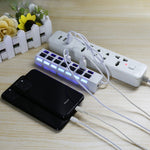 7포트 USB 허브 2.0 USB 분배기 고속 480Mbps ON/OFF 스위치 / 7개 LED, 7포트 (화이트), 7포트 (블랙)