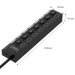 7포트 USB 허브 2.0 USB 분배기 고속 480Mbps ON/OFF 스위치 / 7개 LED, 7포트 (화이트), 7포트 (블랙)