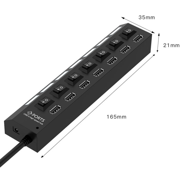 7포트 USB 허브 2.0 USB 분배기 고속 480Mbps ON/OFF 스위치 / 7개 LED, 7포트 (화이트), 7포트 (블랙)