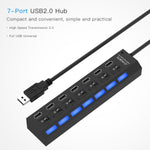 7포트 USB 허브 2.0 USB 분배기 고속 480Mbps ON/OFF 스위치 / 7개 LED, 7포트 (화이트), 7포트 (블랙)