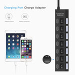7포트 USB 허브 2.0 USB 분배기 고속 480Mbps ON/OFF 스위치 / 7개 LED, 7포트 (화이트), 7포트 (블랙)