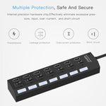 7포트 USB 허브 2.0 USB 분배기 고속 480Mbps ON/OFF 스위치 / 7개 LED, 7포트 (화이트), 7포트 (블랙)
