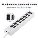 7포트 USB 허브 2.0 USB 분배기 고속 480Mbps ON/OFF 스위치 / 7개 LED, 7포트 (화이트), 7포트 (블랙)