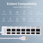 7포트 USB 허브 2.0 USB 분배기 고속 480Mbps ON/OFF 스위치 / 7개 LED, 7포트 (화이트), 7포트 (블랙)