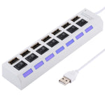 7포트 USB 허브 2.0 USB 분배기 고속 480Mbps ON/OFF 스위치 / 7개 LED, 7포트 (화이트), 7포트 (블랙)