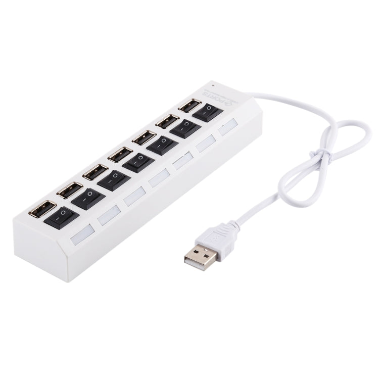 7포트 USB 허브 2.0 USB 분배기 고속 480Mbps ON/OFF 스위치 / 7개 LED, 7포트 (화이트), 7포트 (블랙)