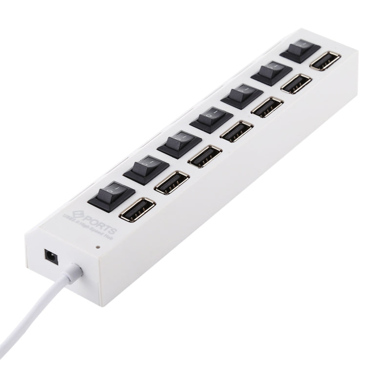 7포트 USB 허브 2.0 USB 분배기 고속 480Mbps ON/OFF 스위치 / 7개 LED, 7포트 (화이트), 7포트 (블랙)