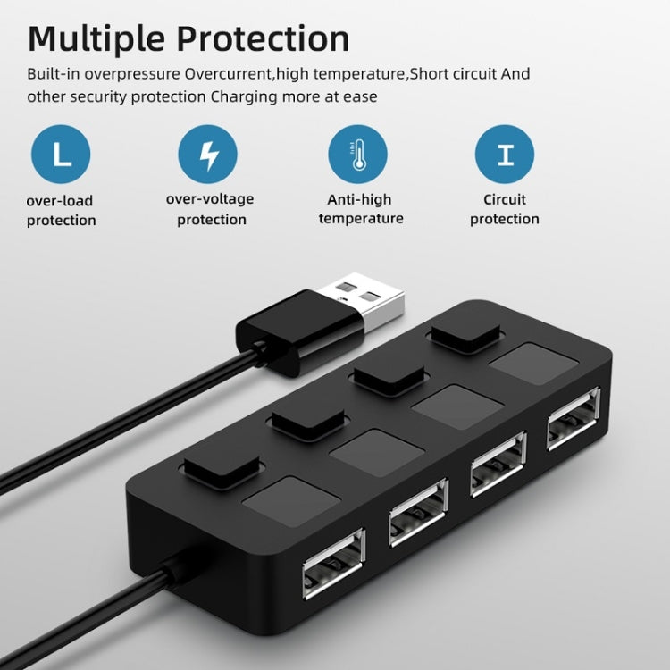 4포트 USB 2.0 허브 4개 스위치 포함, 4포트 4스위치 (블랙), 4포트 4스위치 (화이트)