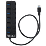 각 데이터 전송 포트별 개별 스위치가 있는 7포트 USB 3.0 허브, 7포트 (블랙)