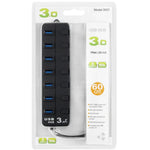 각 데이터 전송 포트별 개별 스위치가 있는 7포트 USB 3.0 허브, 7포트 (블랙)