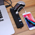 각 데이터 전송 포트별 개별 스위치가 있는 7포트 USB 3.0 허브, 7포트 (블랙)